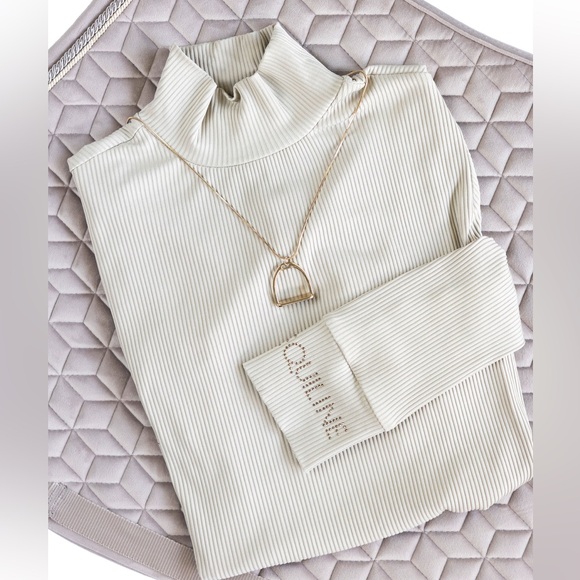 Equiline Beige Ribbed longsleeve Top - Picture 13 of 16